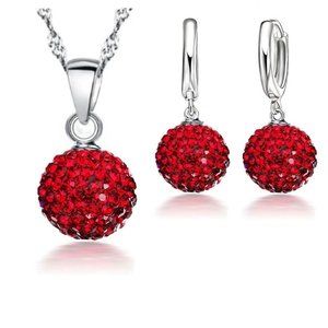 🌟 Drop Ball 925 Sterling Silver Necklace With Earrings